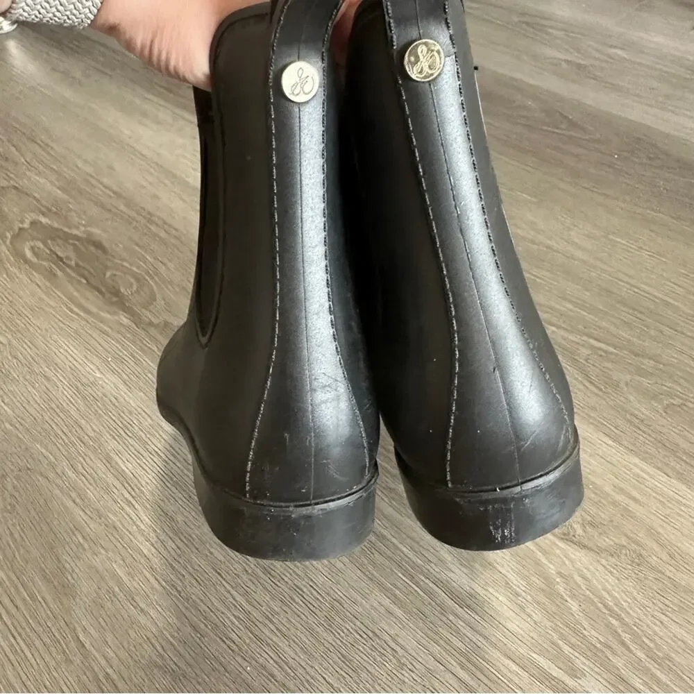 Sam Edelman Tinsley Women's Black Matte Pull On‎ Ankle Rain Booties Size 8